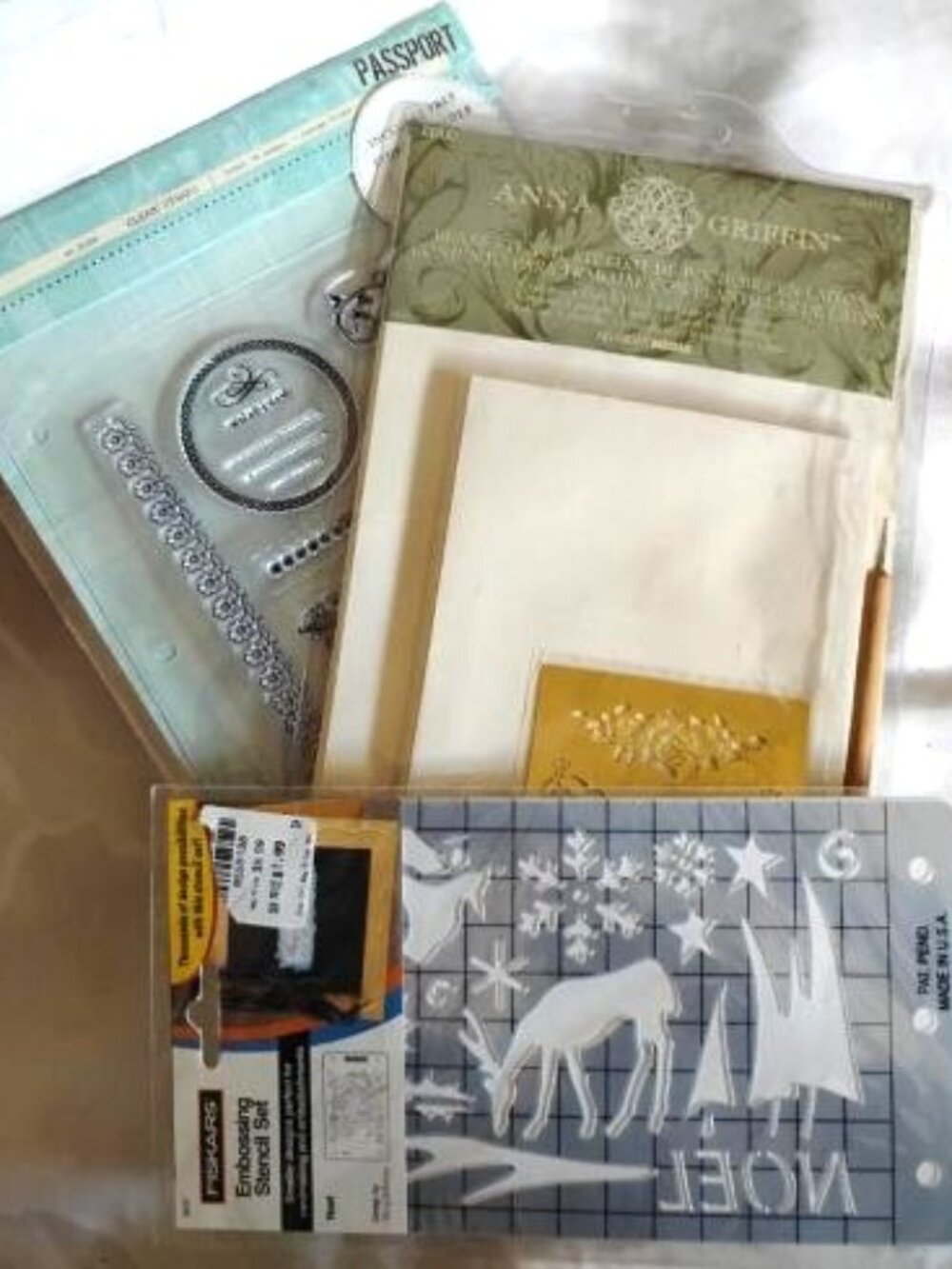 grab bag lot ~ crafts scrapbooking cards & stencils ~ Anna Griffin etc